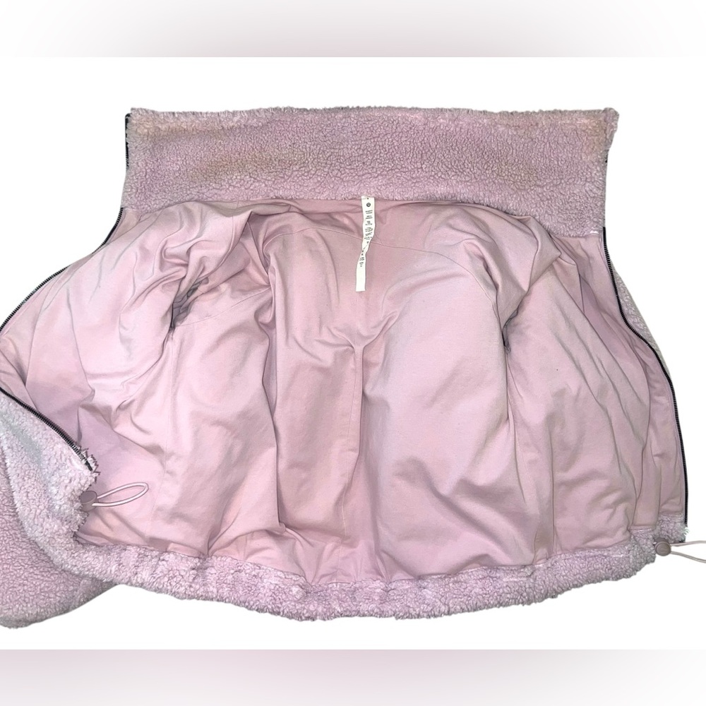 💗 𝐋𝐔𝐋𝐔𝐋𝐄𝐌𝐎𝐍 Pink Peony Sherpa Jacket + Cap Set (Size 8) - Picture 7 of 13